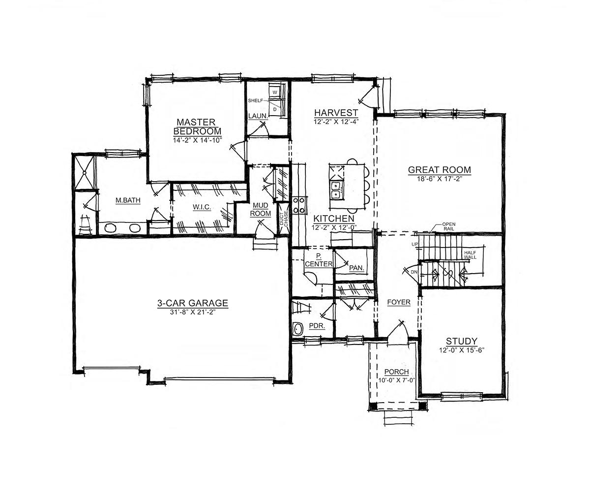 Main Level. 2,697sf New Home in Westfield, IN