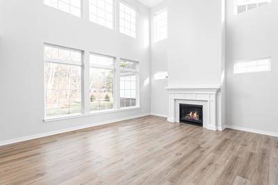 Plan Great Room with Fireplace. New Home in Westfield, IN